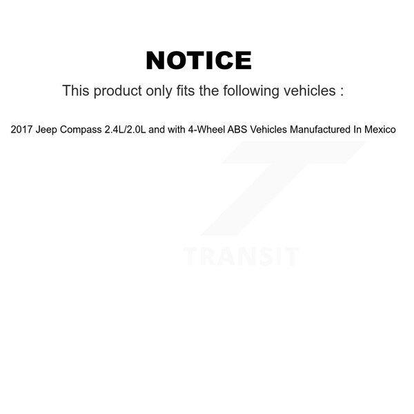 Front Wheel Hub Bearing Sensor Kit For 2017 Jeep Compass Vehicles Manufactured In Mexico